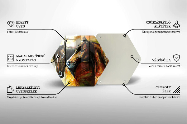 Glas Herdabdeckplatte Tiere Pferde