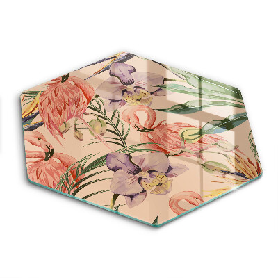 Glas Herdabdeckplatte Flamingos-Illustration