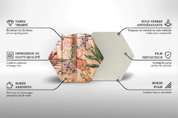Glas Herdabdeckplatte Flamingos-Illustration