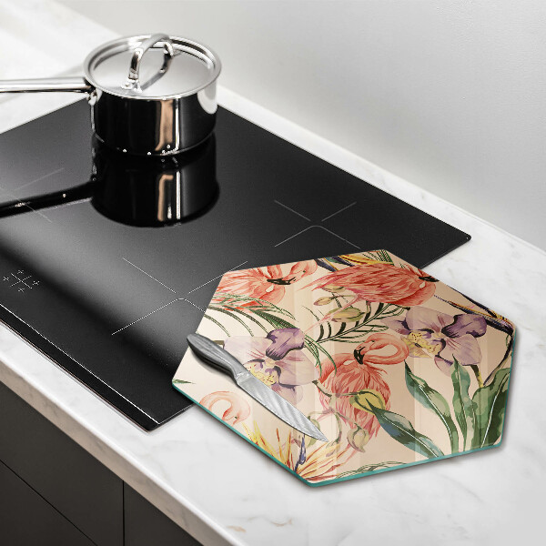 Glas Herdabdeckplatte Flamingos-Illustration