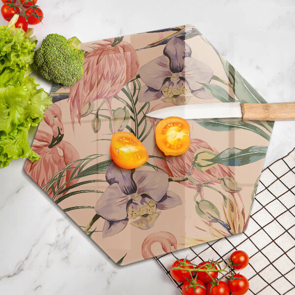 Glas Herdabdeckplatte Flamingos-Illustration