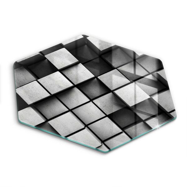 Glas Herdabdeckplatte Abstrakte 3D-Quadrate