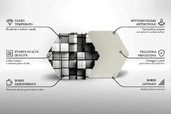 Glas Herdabdeckplatte Abstrakte 3D-Quadrate