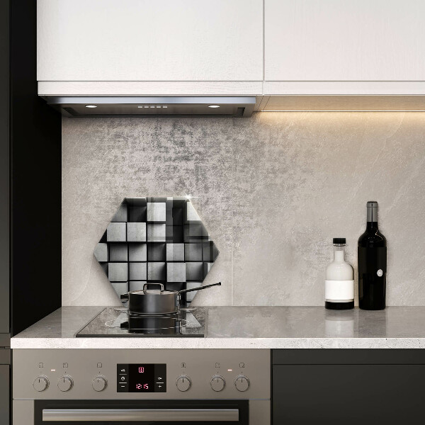 Glas Herdabdeckplatte Abstrakte 3D-Quadrate