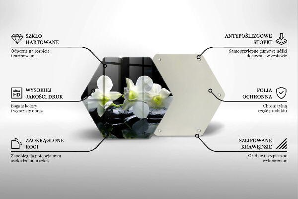 Glas Herdabdeckplatte Weiße Blumen in Zen-Wasser