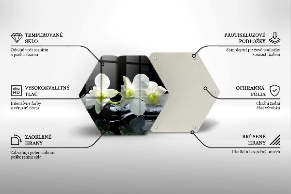 Glas Herdabdeckplatte Weiße Blumen in Zen-Wasser