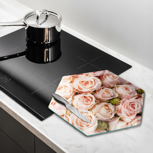 Glas Herdabdeckplatte Strauß zarter Rosen