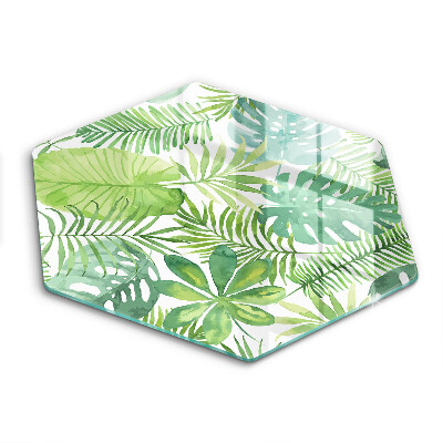 Glas Herdabdeckplatte Aquarell-Boho-Blätter