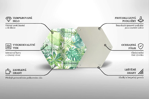 Glas Herdabdeckplatte Aquarell-Boho-Blätter