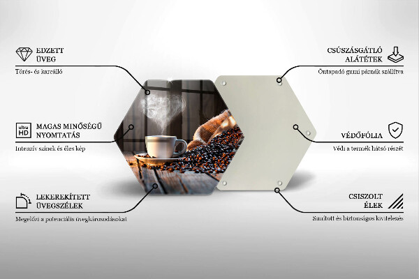 Glas Herdabdeckplatte Kaffeetasse und Herz