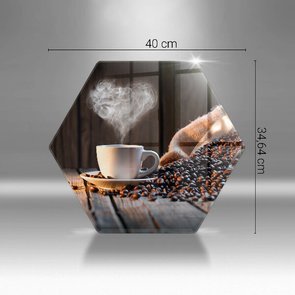 Glas Herdabdeckplatte Kaffeetasse und Herz