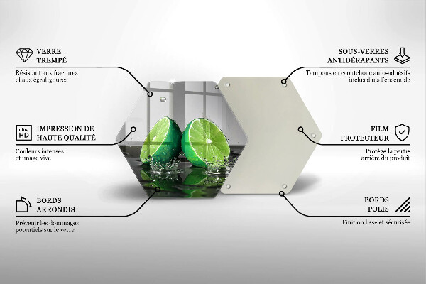 Glas Herdabdeckplatte Saftige Limetten und Wasser