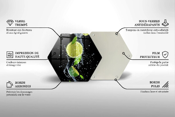 Glas Herdabdeckplatte Saftige Limetten in Wasser