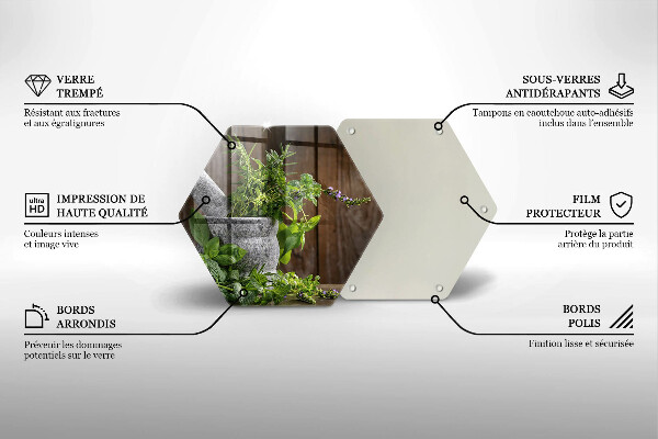 Glas Herdabdeckplatte Pflanzen Kräuter und Holz