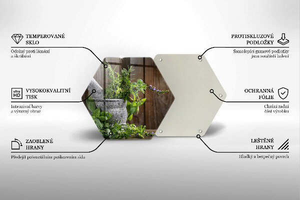 Glas Herdabdeckplatte Pflanzen Kräuter und Holz