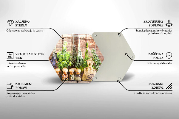 Glas Herdabdeckplatte Kräuter Gewürze und Holz