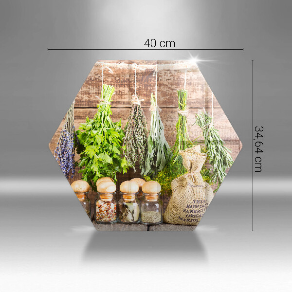 Glas Herdabdeckplatte Kräuter Gewürze und Holz