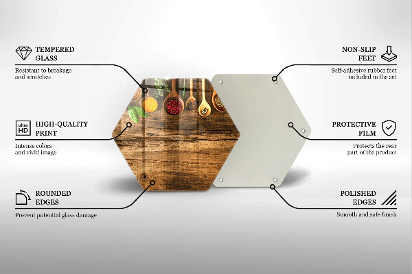 Glas Herdabdeckplatte Holzlöffel mit Gewürzen