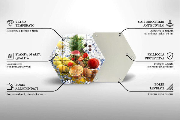 Glas Herdabdeckplatte Saftige Früchte und Wasser
