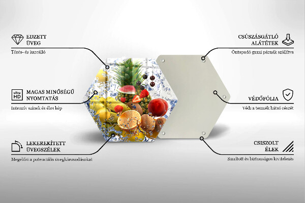Glas Herdabdeckplatte Saftige Früchte und Wasser