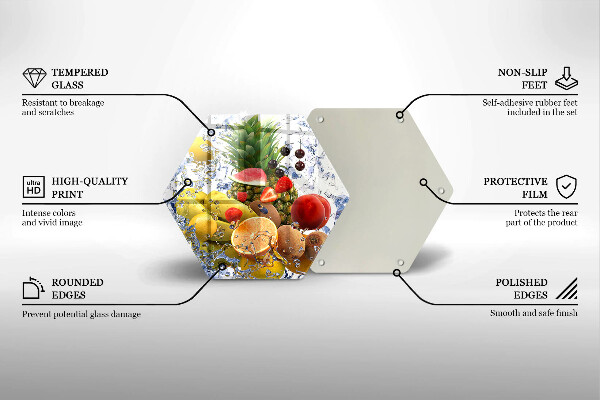 Glas Herdabdeckplatte Saftige Früchte und Wasser