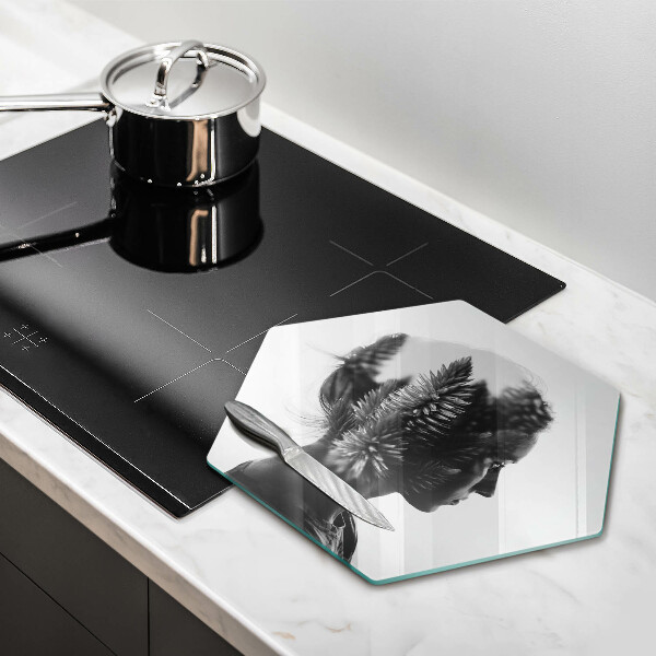 Glas Herdabdeckplatte Frau und Wald