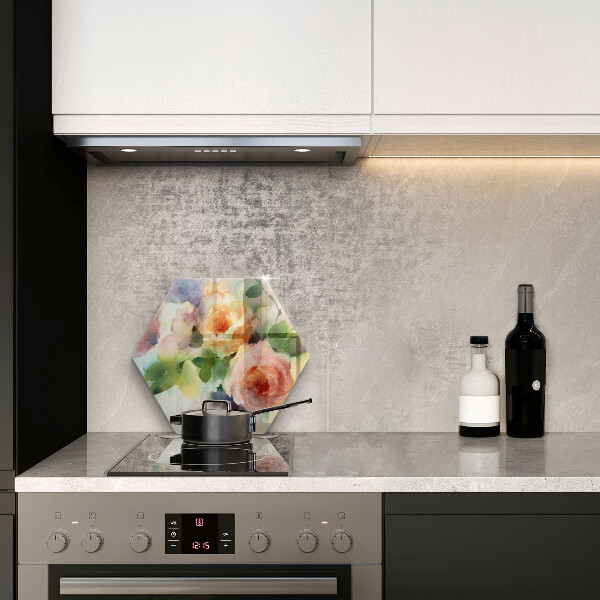 Glas Herdabdeckplatte Bemalte Blumen