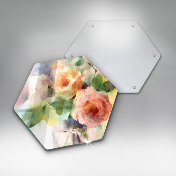 Glas Herdabdeckplatte Bemalte Blumen