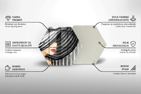 Glas Herdabdeckplatte Frau mit Hut