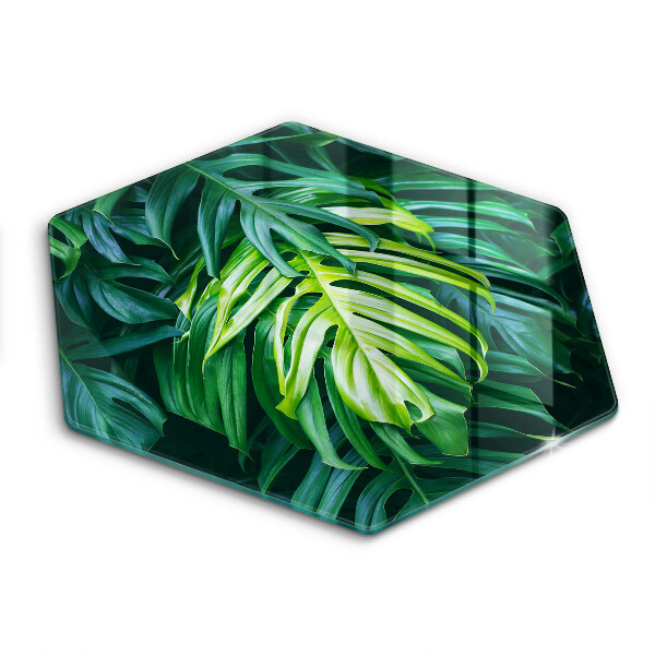 Glas Herdabdeckplatte Wilde Monstera-Blätter