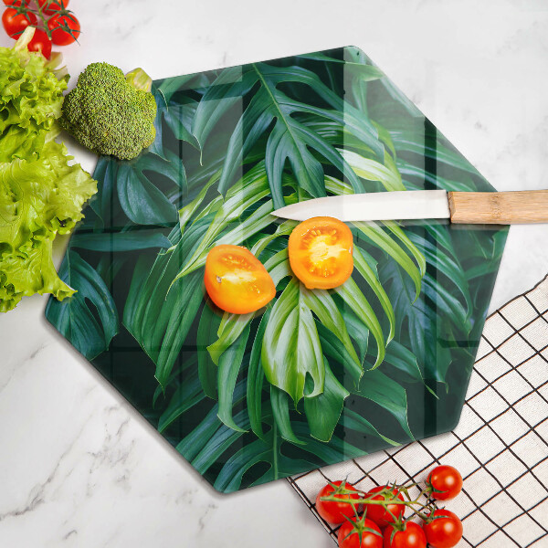 Glas Herdabdeckplatte Wilde Monstera-Blätter
