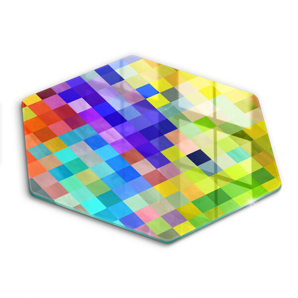 Glas Herdabdeckplatte Bunte Pixelquadrate