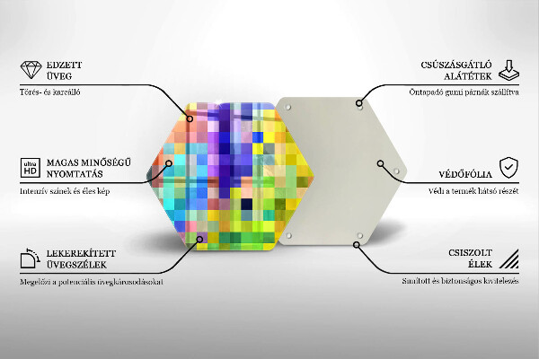 Glas Herdabdeckplatte Bunte Pixelquadrate