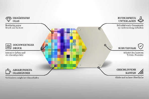 Glas Herdabdeckplatte Bunte Pixelquadrate