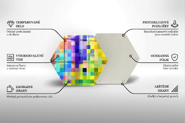 Glas Herdabdeckplatte Bunte Pixelquadrate