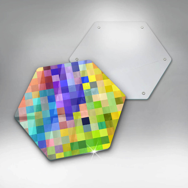 Glas Herdabdeckplatte Bunte Pixelquadrate