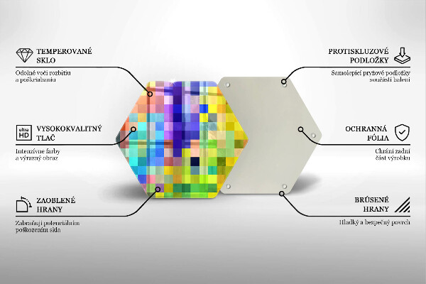 Glas Herdabdeckplatte Bunte Pixelquadrate