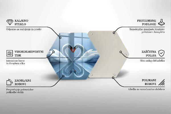 Glas Herdabdeckplatte Zwei Schwanenherzen