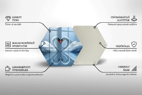 Glas Herdabdeckplatte Zwei Schwanenherzen