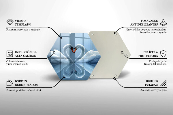 Glas Herdabdeckplatte Zwei Schwanenherzen
