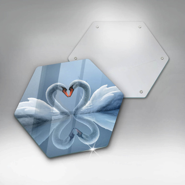 Glas Herdabdeckplatte Zwei Schwanenherzen