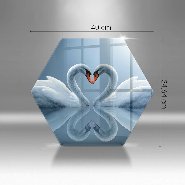 Glas Herdabdeckplatte Zwei Schwanenherzen