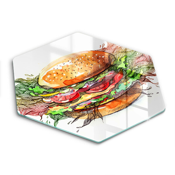 Glas Herdabdeckplatte Hamburger-Zeichnung