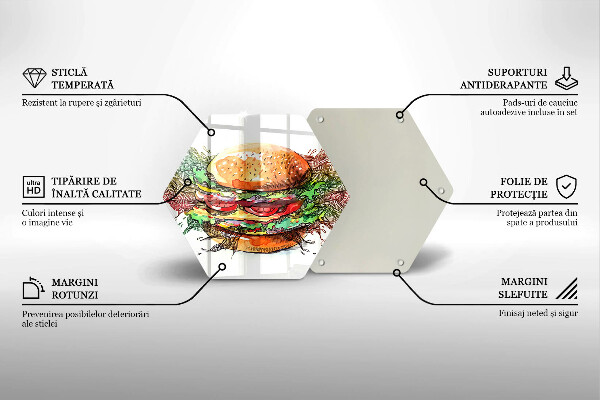 Glas Herdabdeckplatte Hamburger-Zeichnung