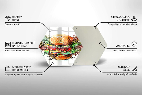 Glas Herdabdeckplatte Hamburger-Zeichnung