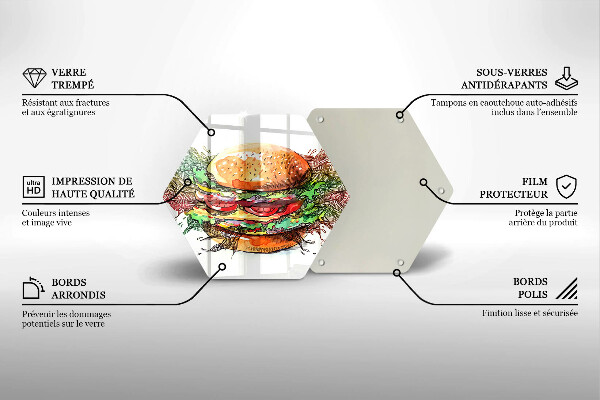 Glas Herdabdeckplatte Hamburger-Zeichnung
