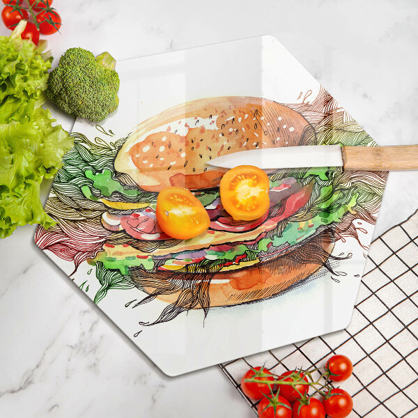 Glas Herdabdeckplatte Hamburger-Zeichnung