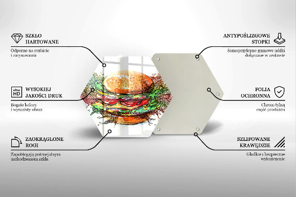 Glas Herdabdeckplatte Hamburger-Zeichnung