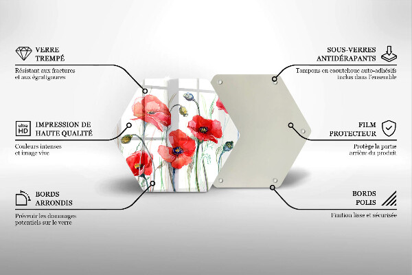 Glas Herdabdeckplatte Rote Mohnblumen