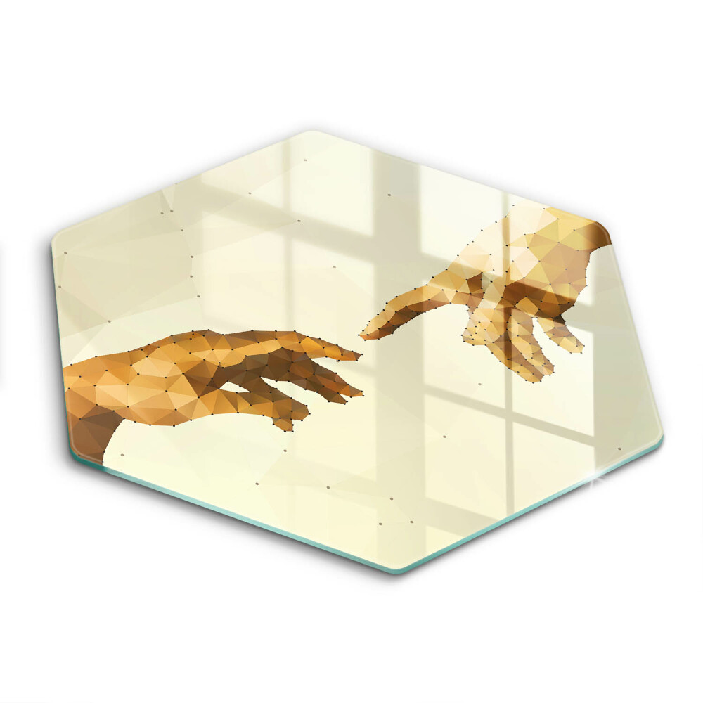 Glas Herdabdeckplatte Erschaffung von Adams Händen